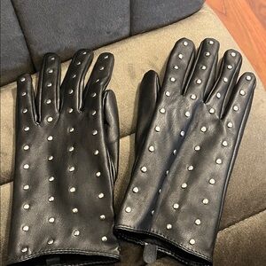 Nine West Black Studded Leather Gloves -one size fits like a medium
